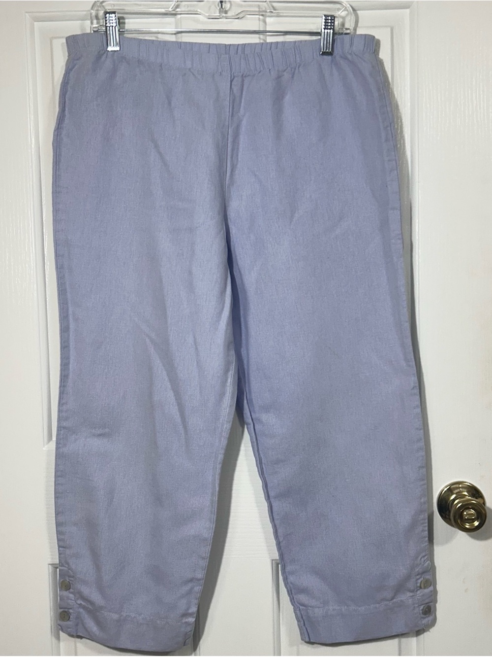 The Periwinkle Breeze Hot Cotton Cropped Linen Blend Elastic Waist Capri Pants M